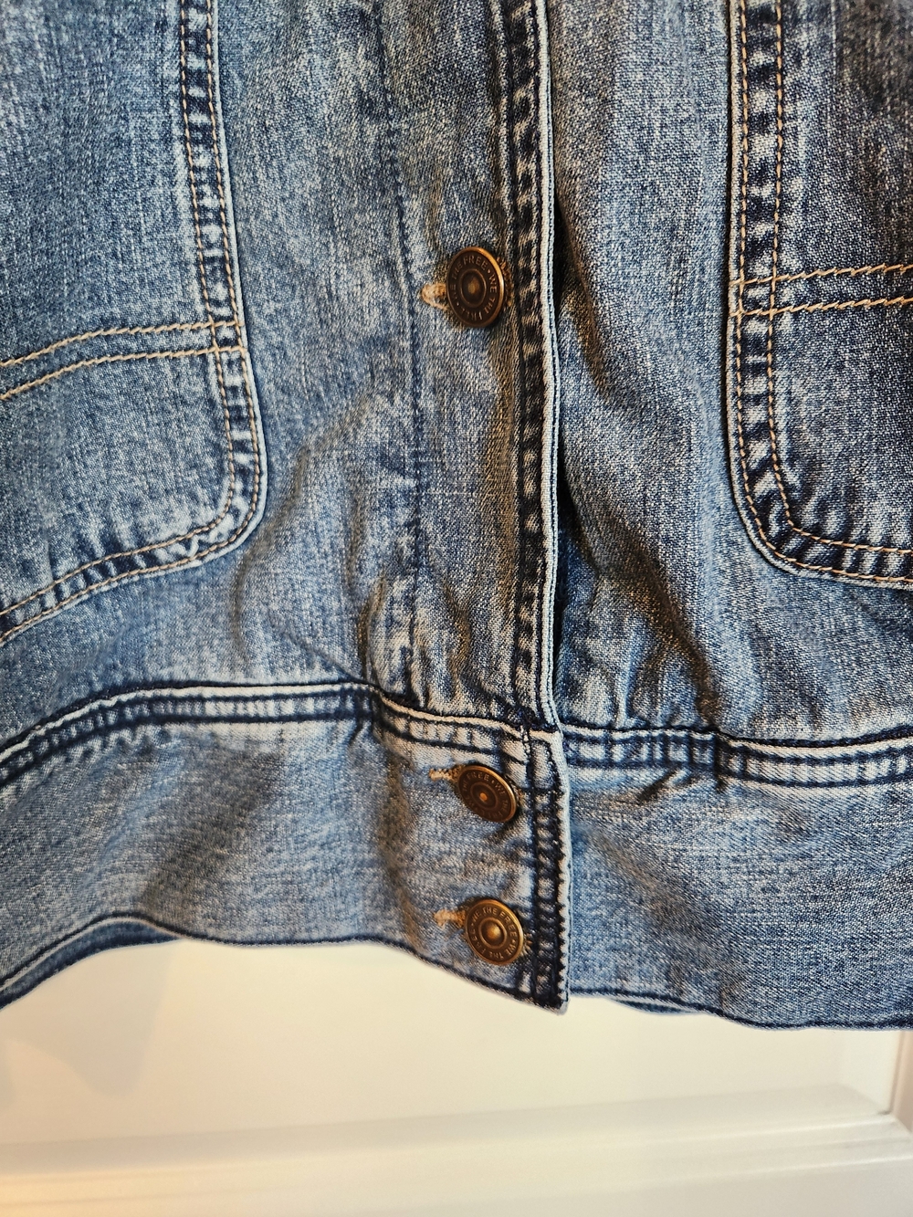 Free People/We The Free Sweet Talk Denim Barn Coat Size M Utility/Jean Jacket - Picture 7 of 16